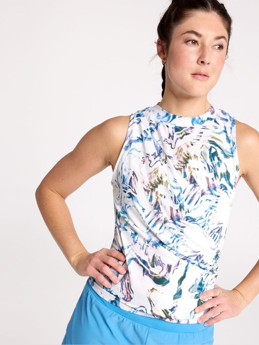 NWT Calia Wrap Front Tissue Tank Moss Print Multi
